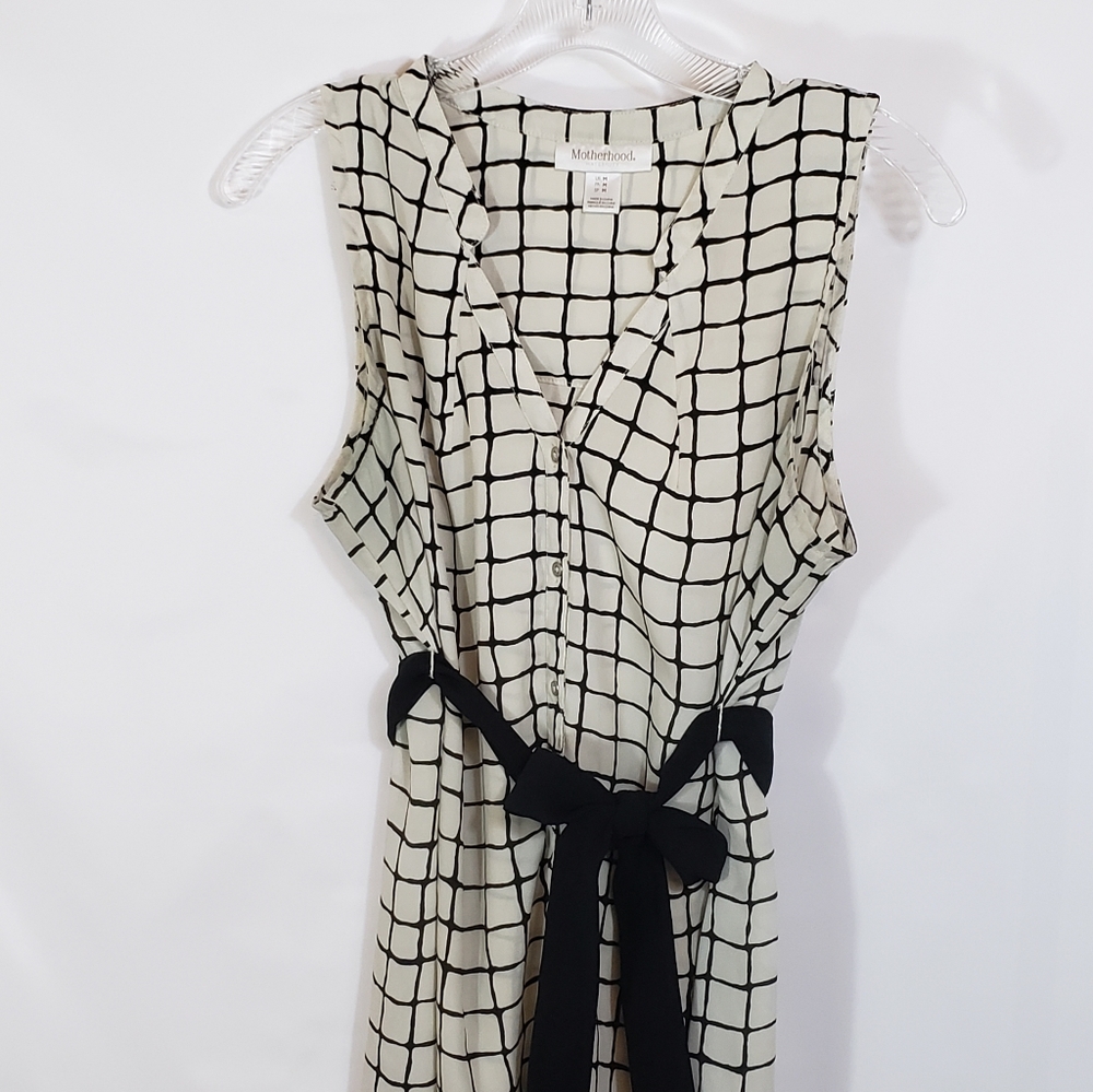 Motherhood Ivory Window Pane Sleeveless Top Maternity Medium - Picture 3 of 9